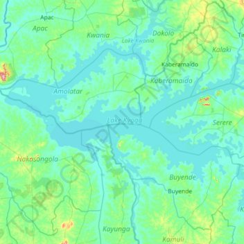 Lago Kyoga topographic map, elevation, terrain