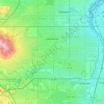 Lakewood topographic map, elevation, terrain