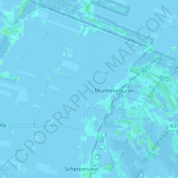 Munnekeburen topographic map, elevation, terrain