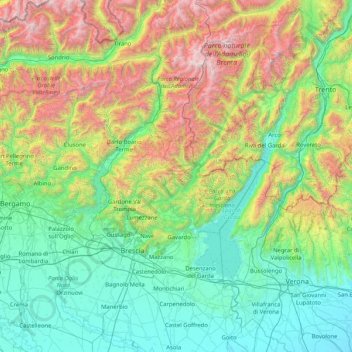 Brescia topographic map, elevation, terrain