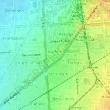 Ashford topographic map, elevation, terrain