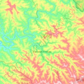 Coronel Freitas topographic map, elevation, terrain