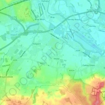 Bray topographic map, elevation, terrain