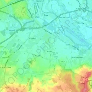 Bray topographic map, elevation, terrain