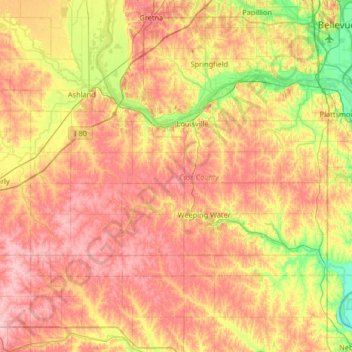 Cass County topographic map, elevation, terrain