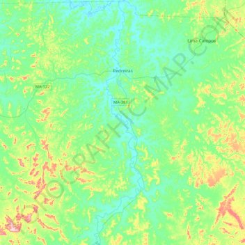 Pedreiras topographic map, elevation, terrain