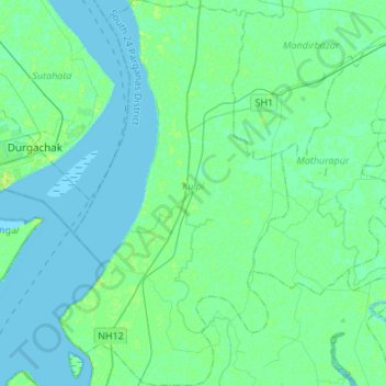 Kulpi topographic map, elevation, terrain