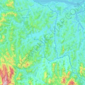 Baunilha topographic map, elevation, terrain