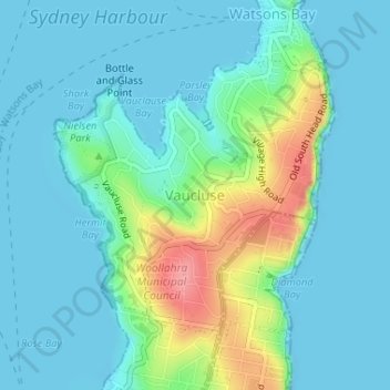 Vaucluse topographic map, elevation, terrain