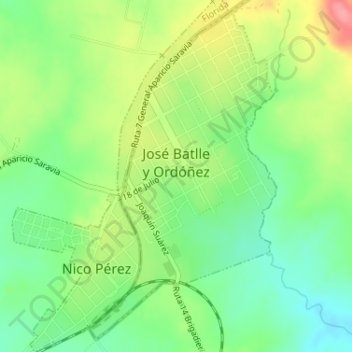 José Batlle y Ordóñez topographic map, elevation, terrain
