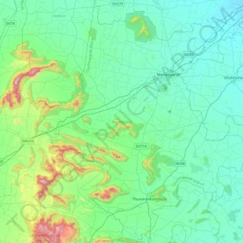 Manapparai topographic map, elevation, terrain