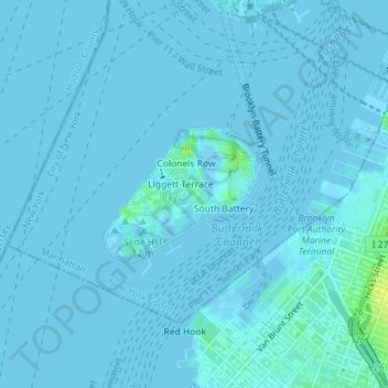 Governors Island topographic map, elevation, terrain