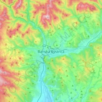 Neusohl topographic map, elevation, terrain