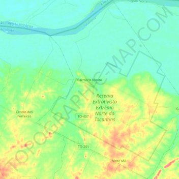 Carrasco Bonito topographic map, elevation, terrain