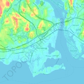 Old Saybrook topographic map, elevation, terrain