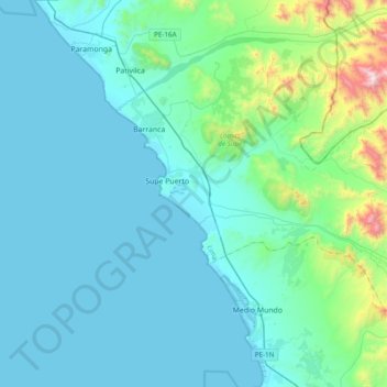 Supe topographic map, elevation, terrain