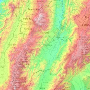 Tolima topographic map, elevation, terrain