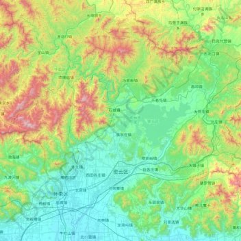 密云区 topographic map, elevation, terrain