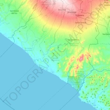 Jinotepe (Municipio) topographic map, elevation, terrain