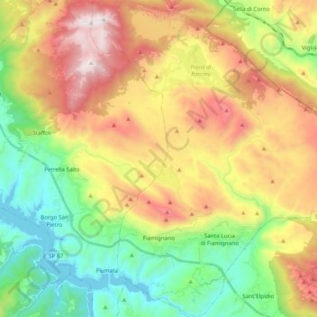 Fiamignano topographic map, elevation, terrain