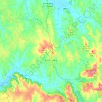 Encarnação topographic map, elevation, terrain