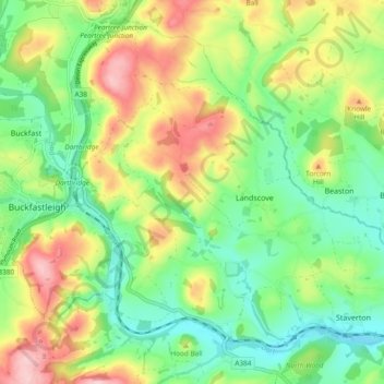 Staverton topographic map, elevation, terrain