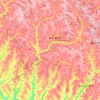 Томашпільська селищна громада topographic map, elevation, terrain