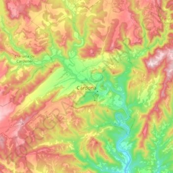 Cardona topographic map, elevation, terrain