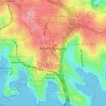 North Sydney topographic map, elevation, terrain