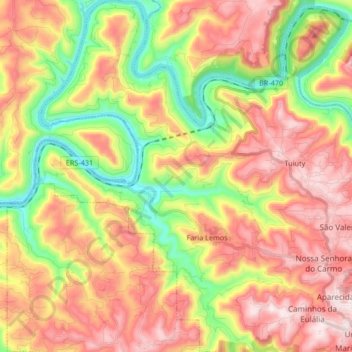 Faria Lemos topographic map, elevation, terrain