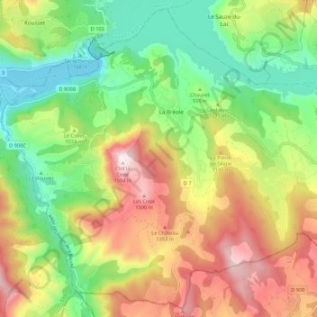 La Bréole topographic map, elevation, terrain