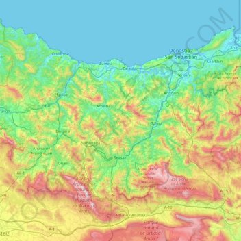 Gipuzkoa topographic map, elevation, terrain
