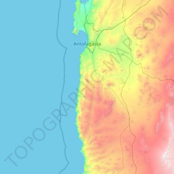 Antofagasta topographic map, elevation, terrain