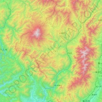 Kiso County topographic map, elevation, terrain