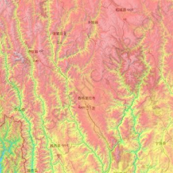 Diqing topographic map, elevation, terrain