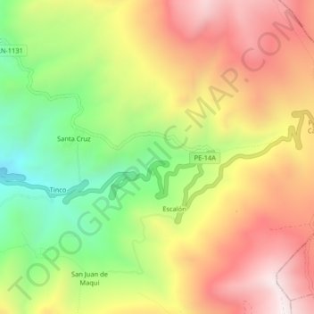 Provincia de Huaraz topographic map, elevation, terrain