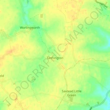 Tannington topographic map, elevation, terrain
