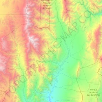 Cachi topographic map, elevation, terrain