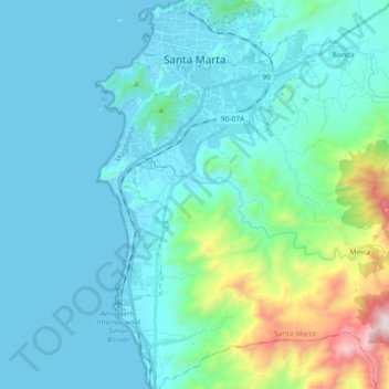 Perímetro Urbano Santa Marta topographic map, elevation, terrain