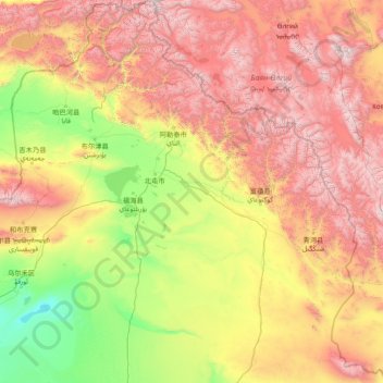 Altay Prefecture topographic map, elevation, terrain