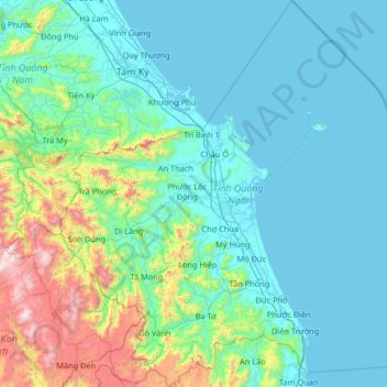 Quảng Ngãi Province topographic map, elevation, terrain
