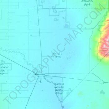 Alamosa County topographic map, elevation, terrain