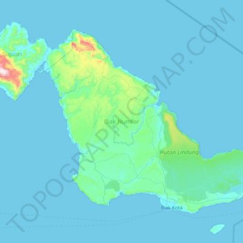 Pulau Biak topographic map, elevation, terrain