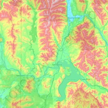 Bonner County topographic map, elevation, terrain