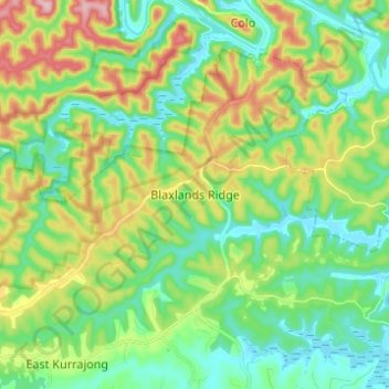 Blaxlands Ridge topographic map, elevation, terrain