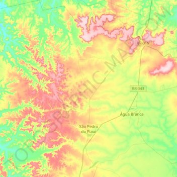São Pedro do Piauí topographic map, elevation, terrain