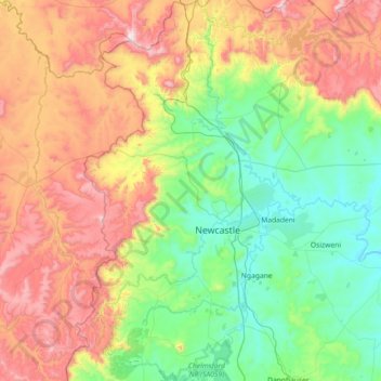 Newcastle Local Municipality topographic map, elevation, terrain