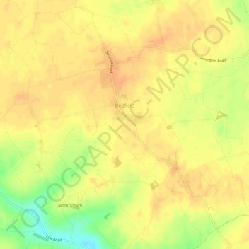 Bedfield topographic map, elevation, terrain