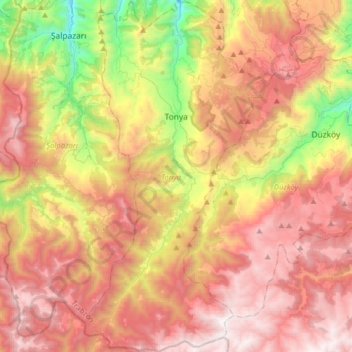 Tonya topographic map, elevation, terrain