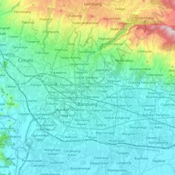 Bandung topographic map, elevation, terrain